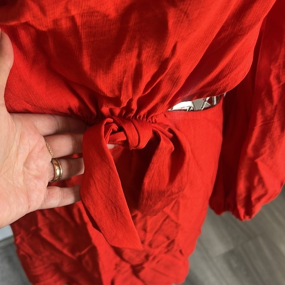 Seven Wonders REVOLVE Red Long Sleeve Dress with Tie Waist L - Picture 4 of 9